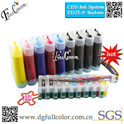 A tinta completa do pigmento reencheu Epson T1571 - cores contínuas 200ml do sistema de fonte 9 da tinta do CISS T1579 cada cor